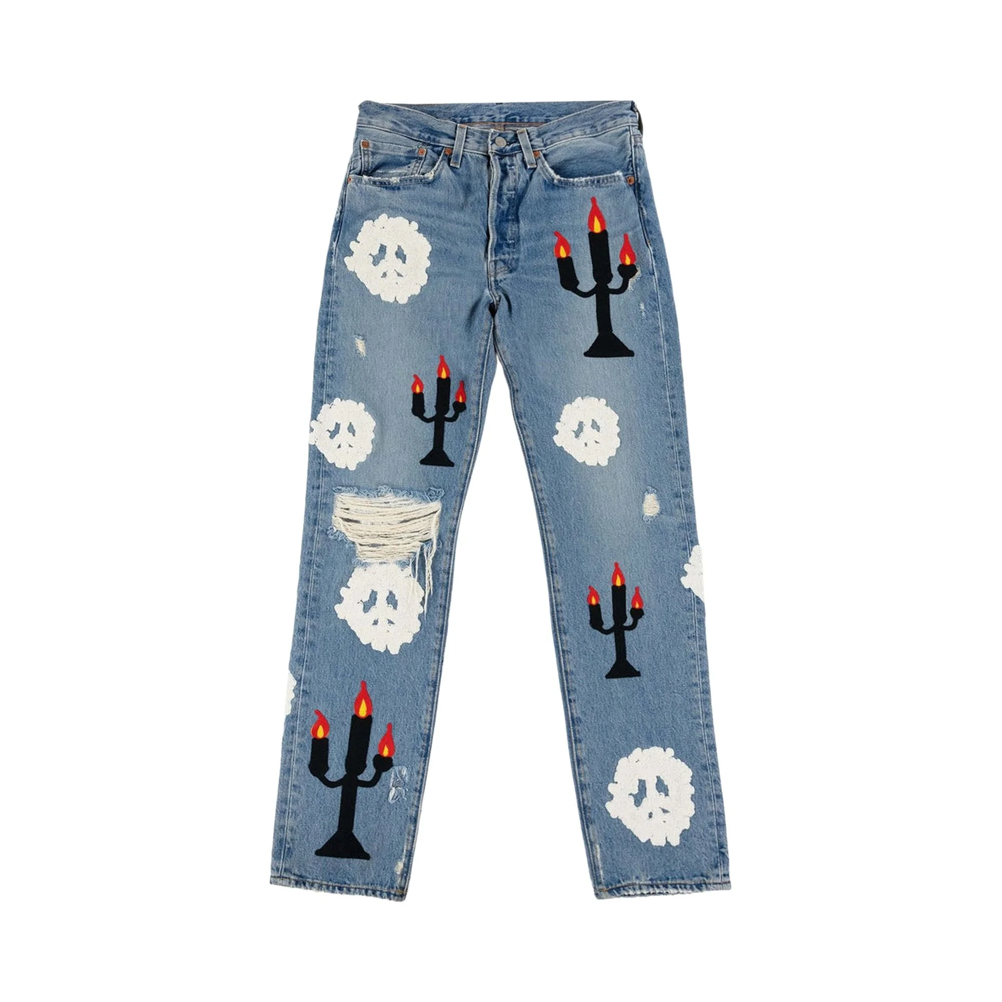 Levi's x Denim Tears x Virgil Abloh "Message In A Tear" Embroidered Jeans 'Blue' - 1