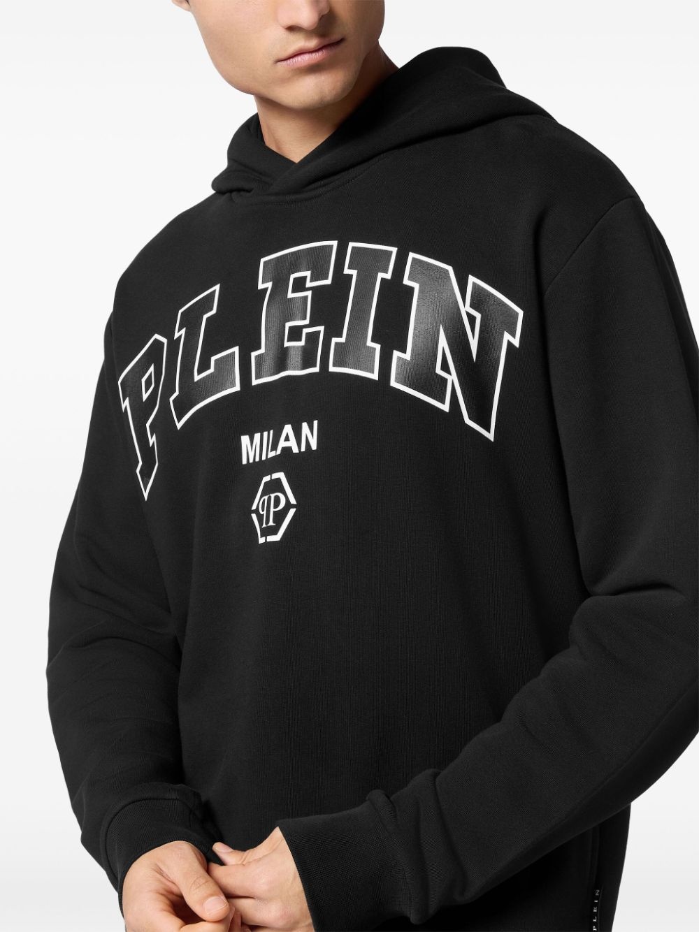 logo-print cotton-blend hoodie - 4