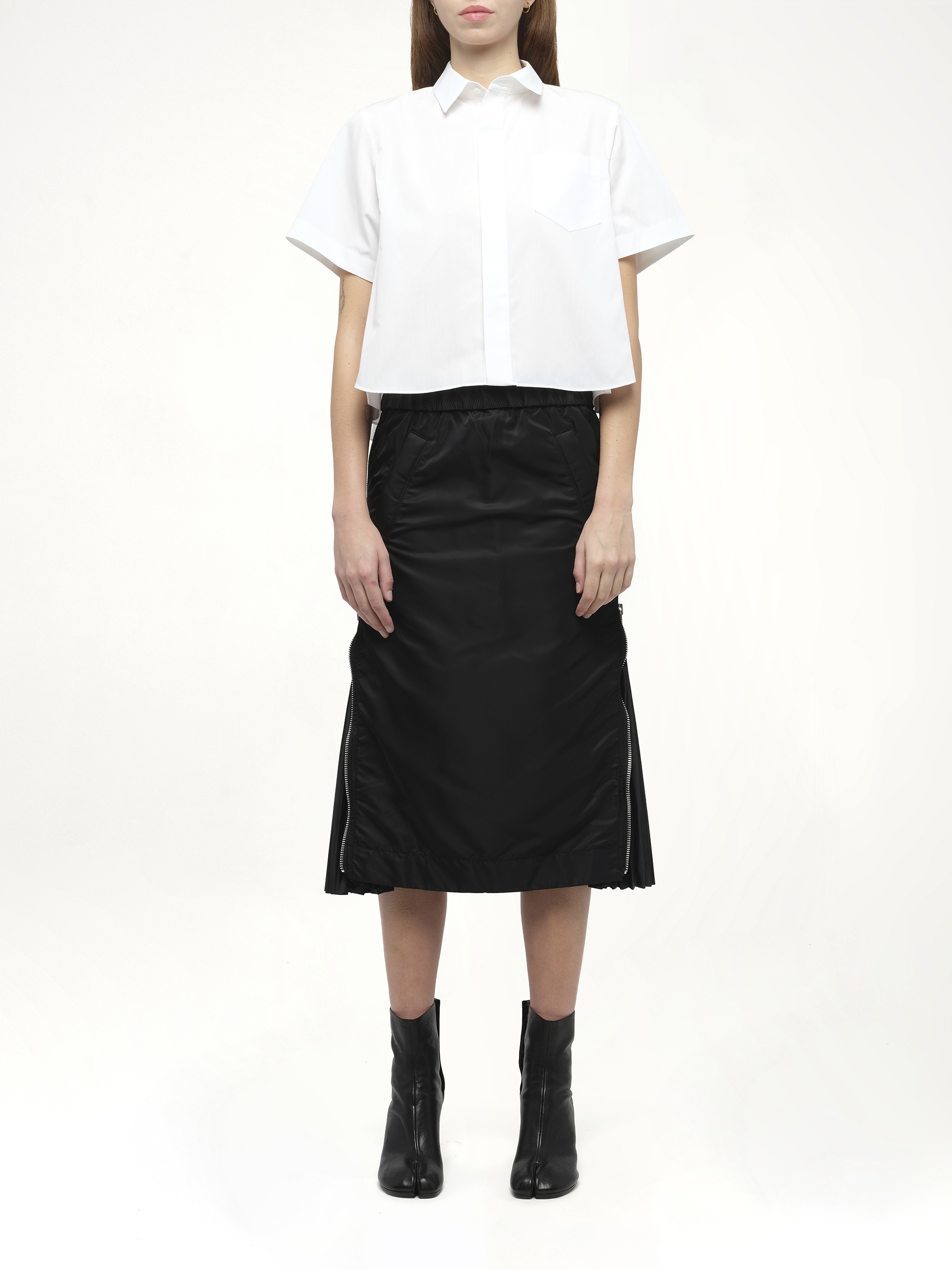 Frill Poplin Shirt in Off White - 7