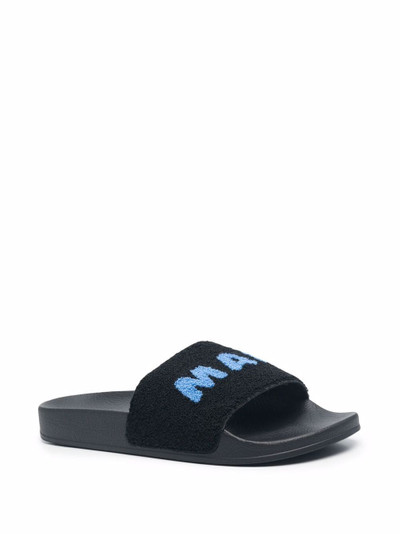 Marni logo-print textured slides outlook