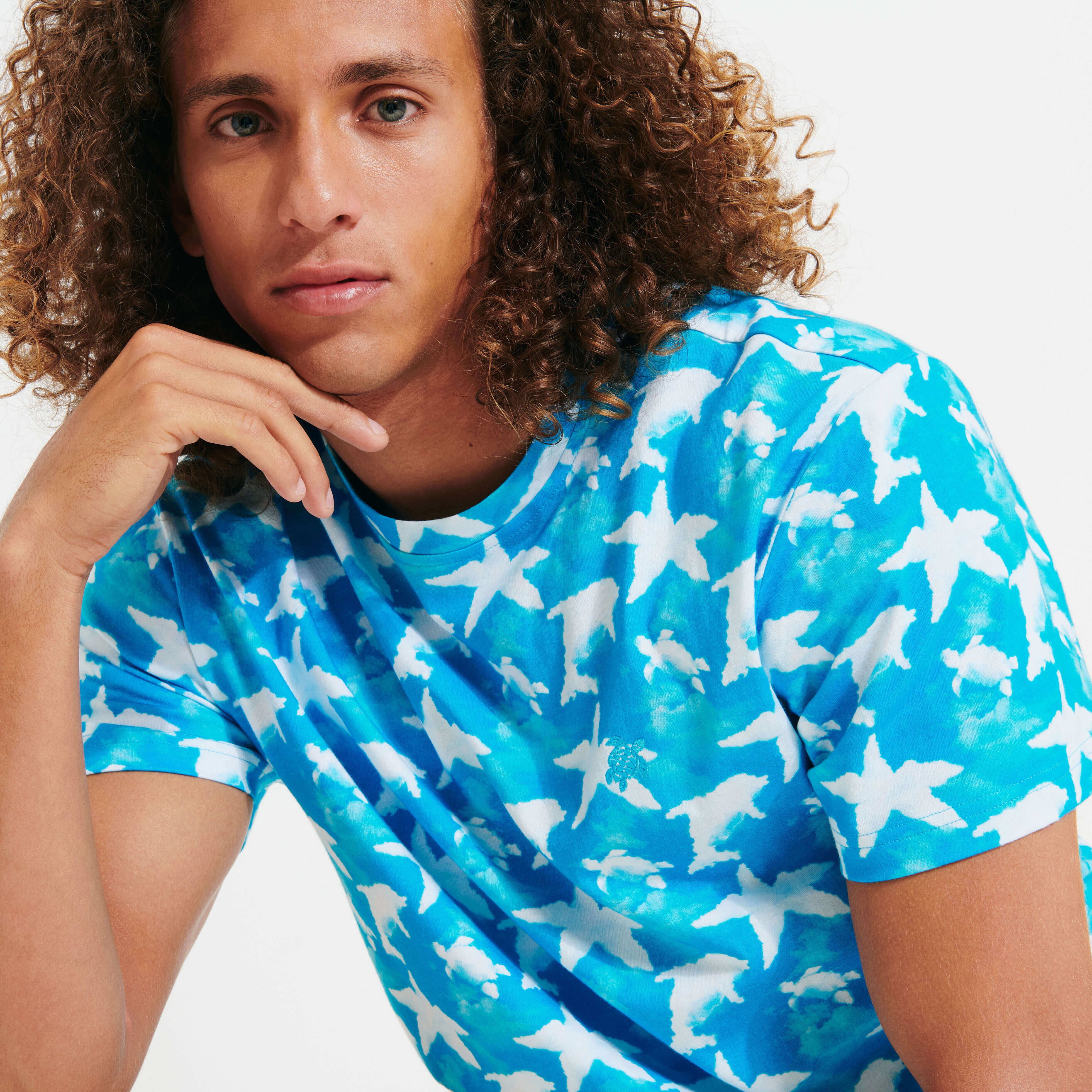 Men Cotton T-Shirt Clouds - 6