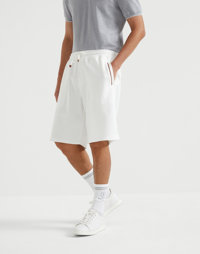 Techno cotton French terry shorts with piping 1