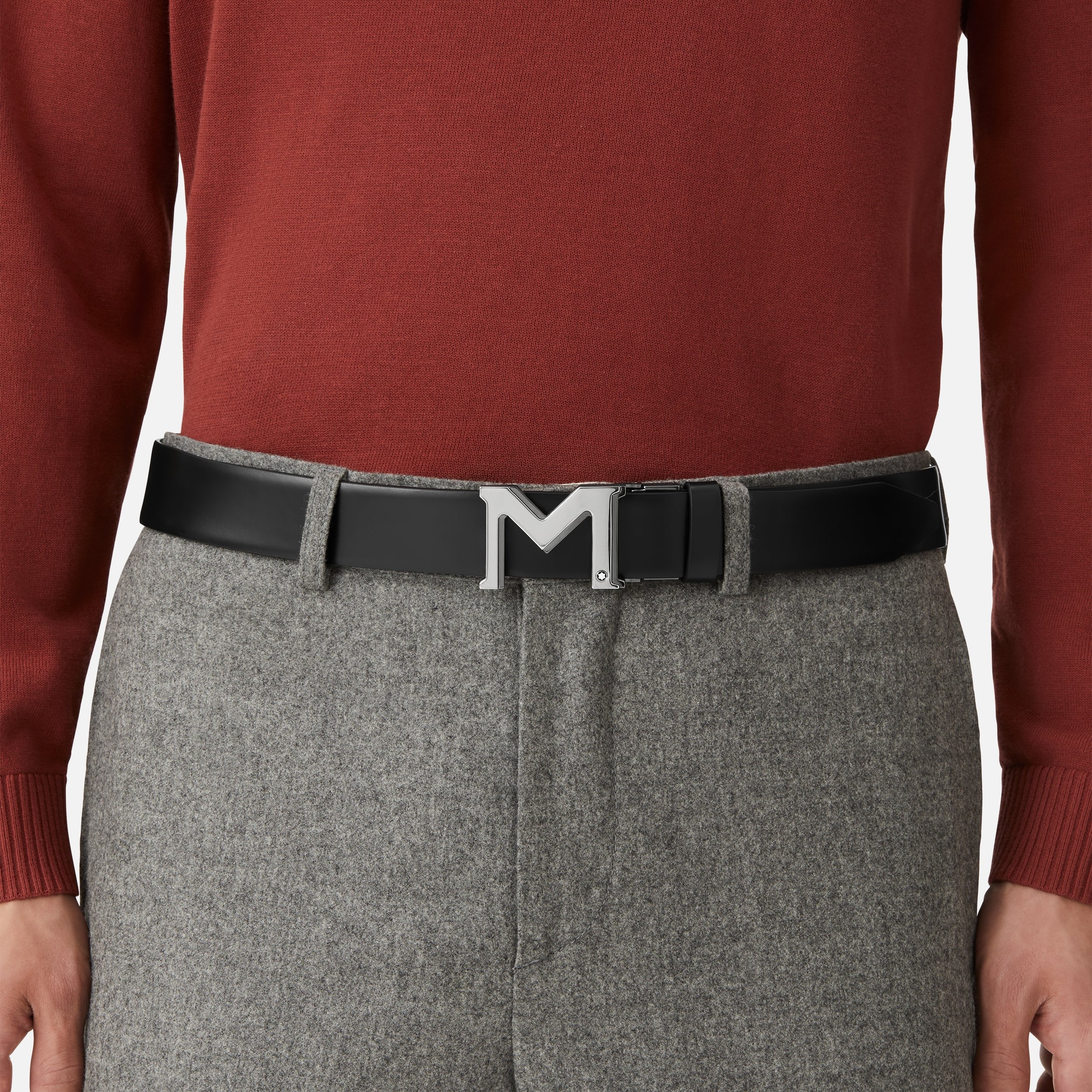M buckle black/gray 35 mm reversible leather belt - 3