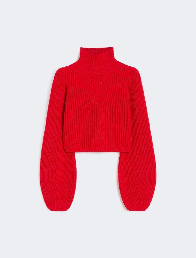 Short pure wool sweater - red - 1