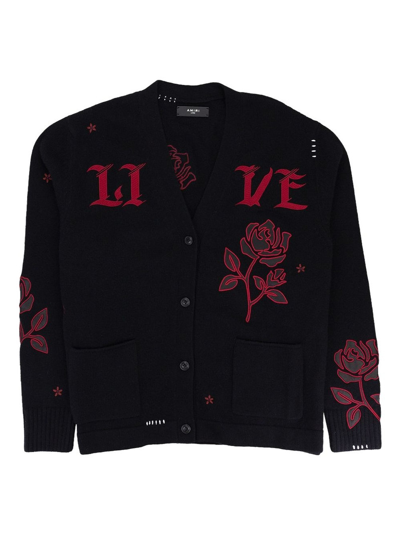 rose-appliqué cardigan 1