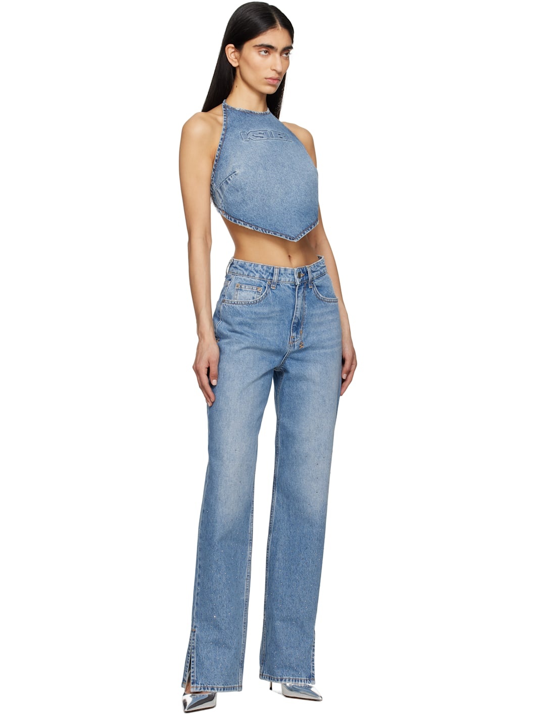 Blue Bolt Swept Denim Top - 4