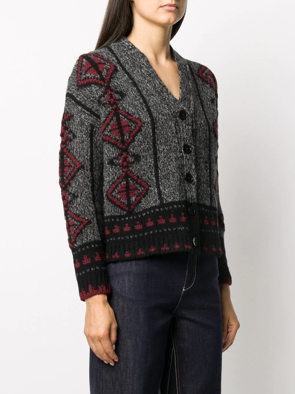 geometric wool knit cardigan  - 3