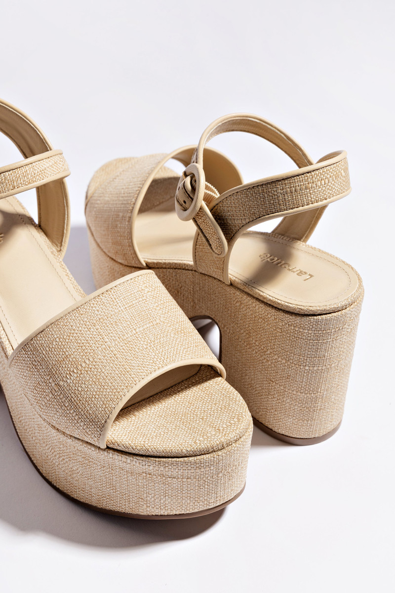 Miso Platform Strap Sandal In Beige Raffia 5
