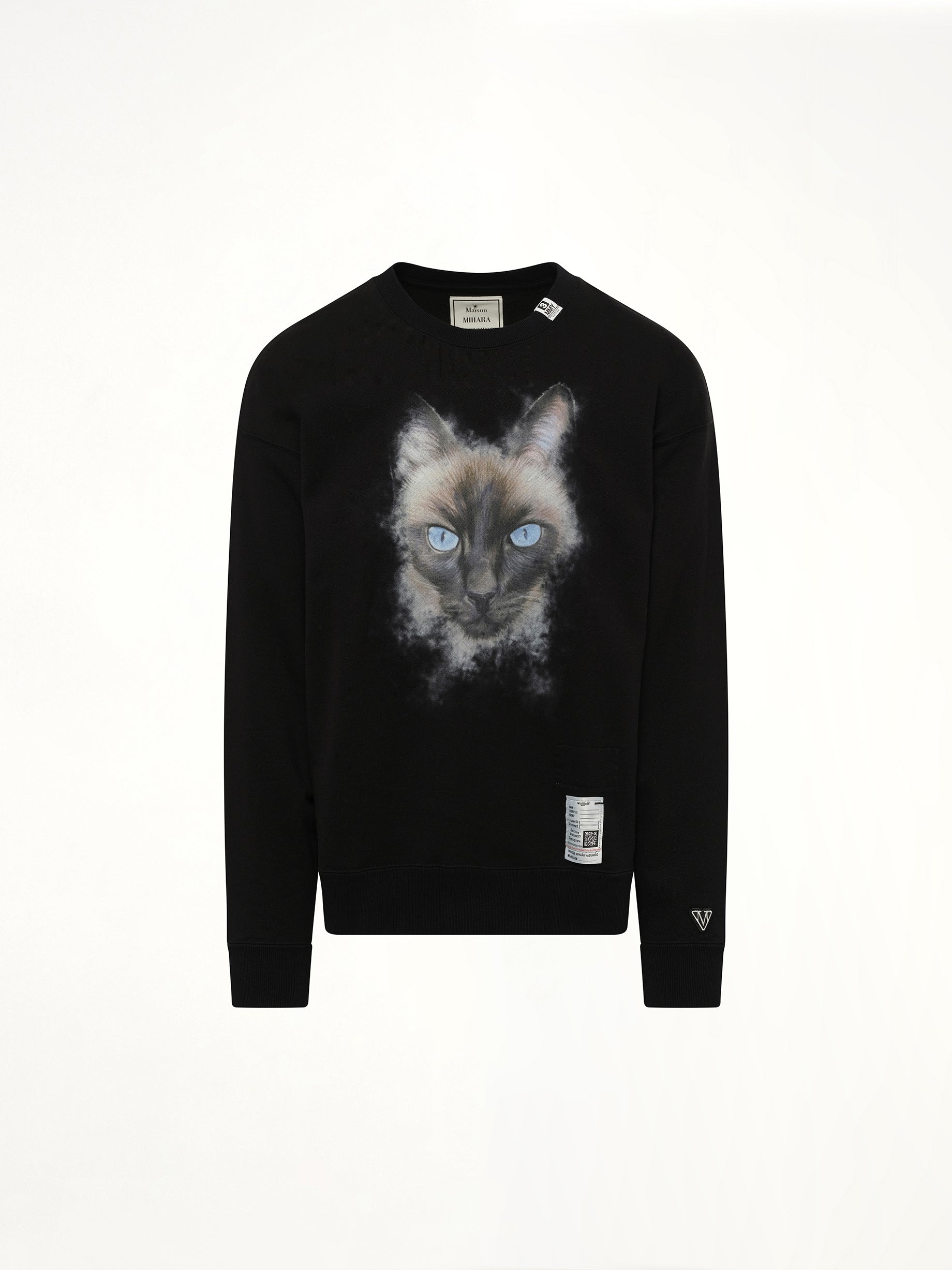 Cat Printed Pullover in Black - 2