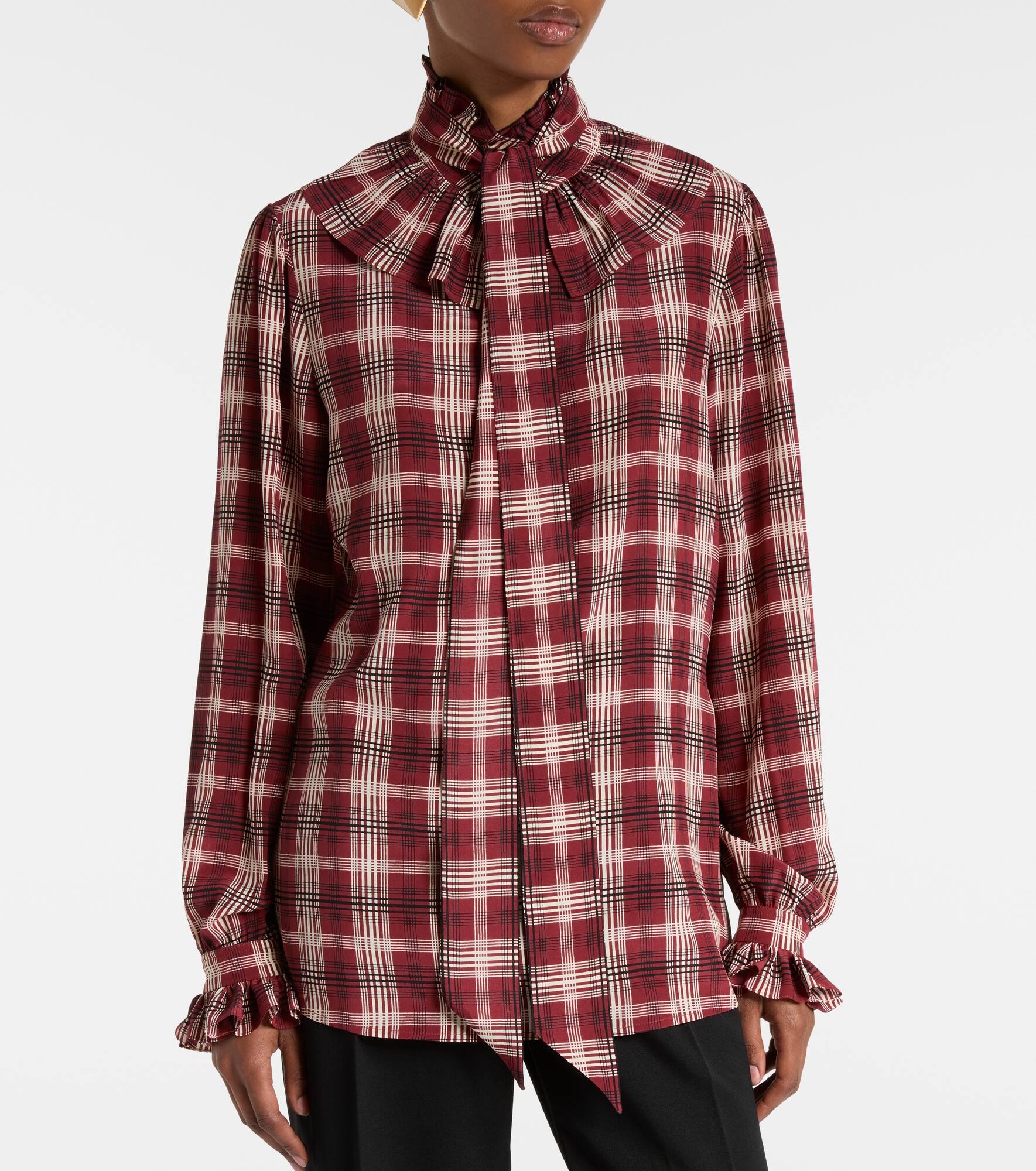 Checked silk blouse - 6