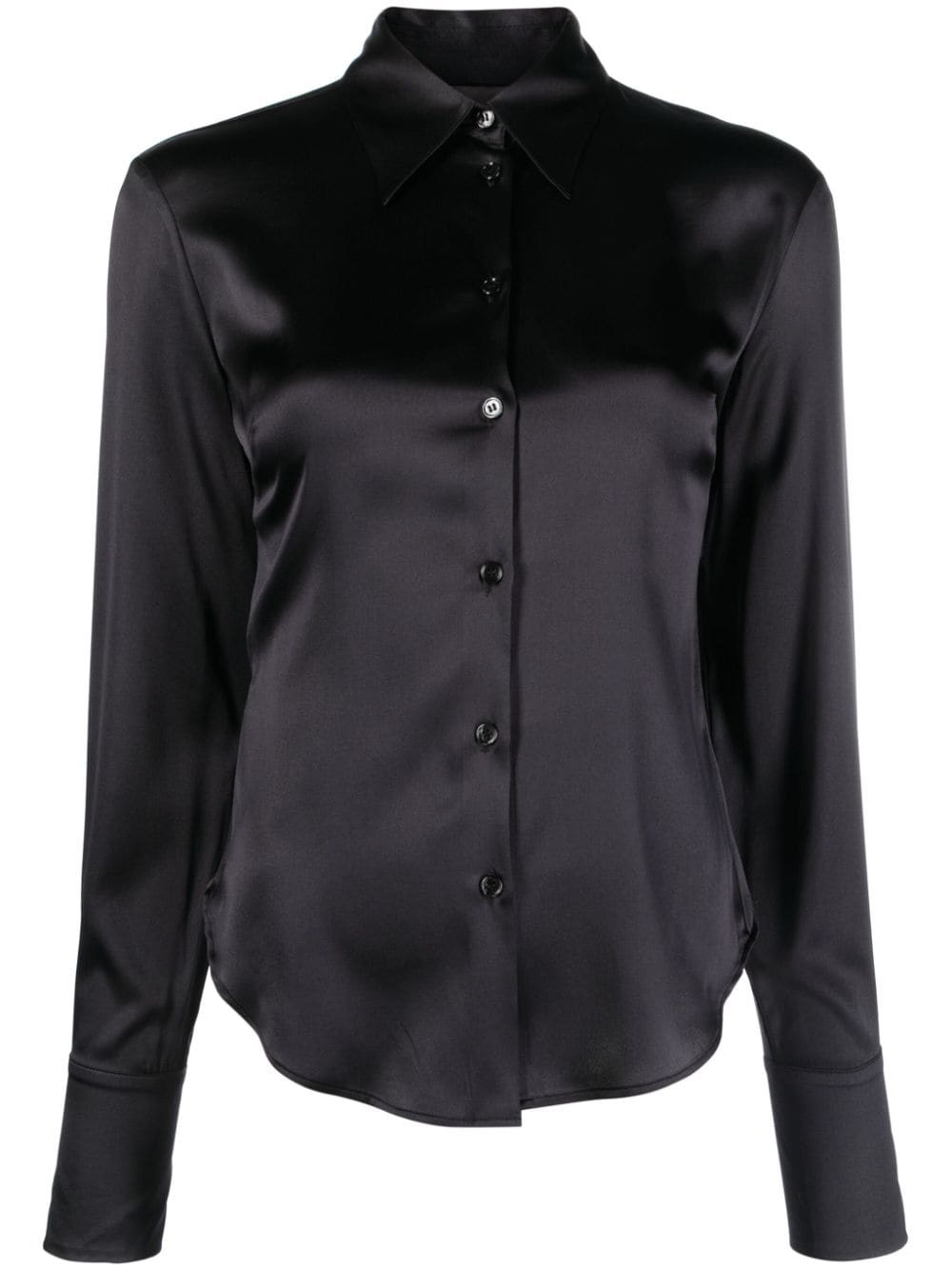 long-sleeve silk-blend shirt - 1