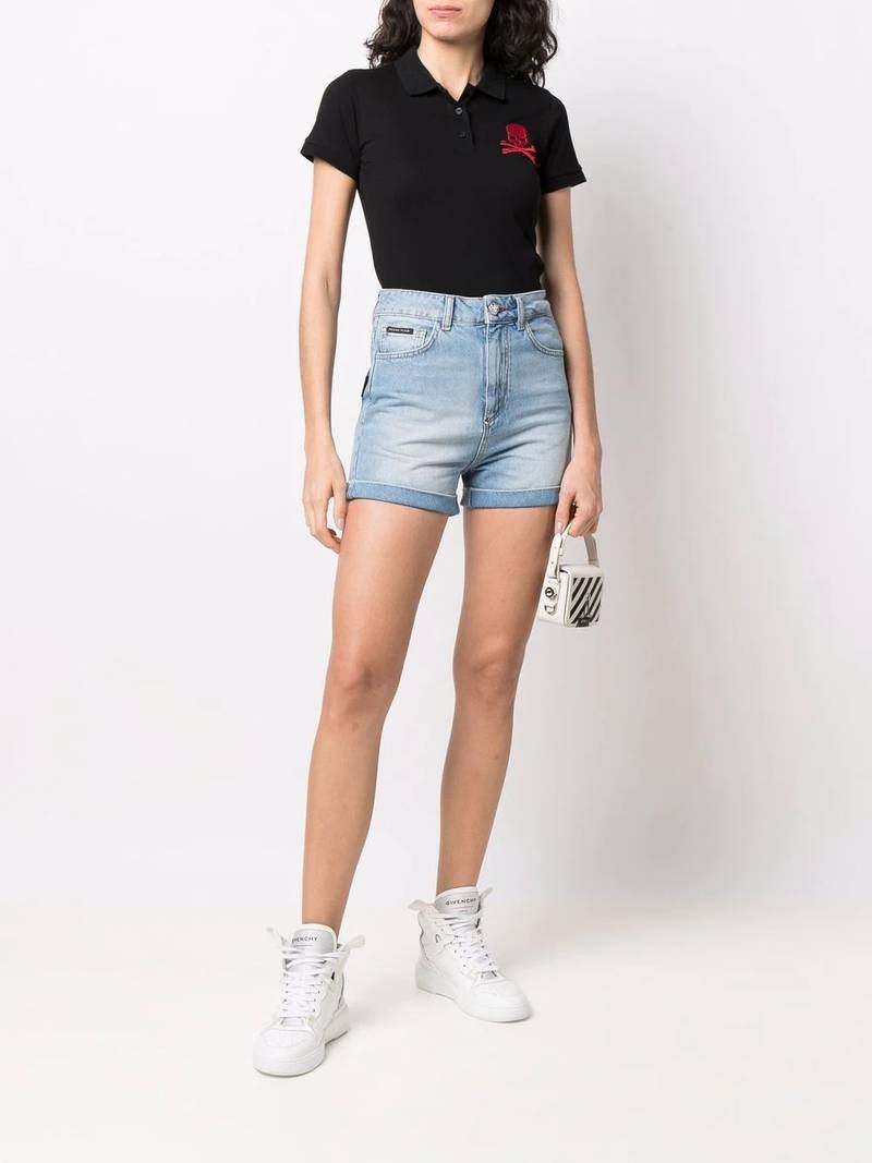 PHILIPP PLEIN skull-patch polo shirt outlook