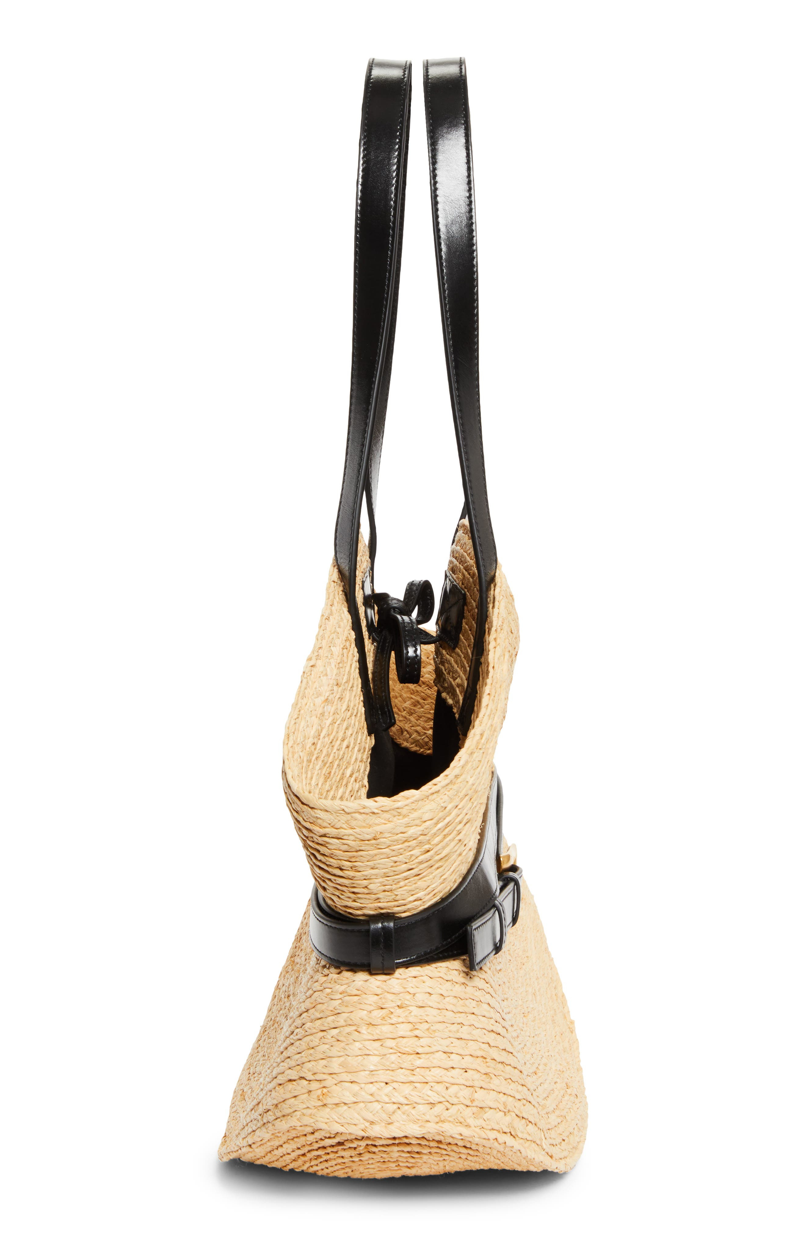 Balmain Medium Shuffle Raffia Tote in Natural /Black at Nordstrom - 6