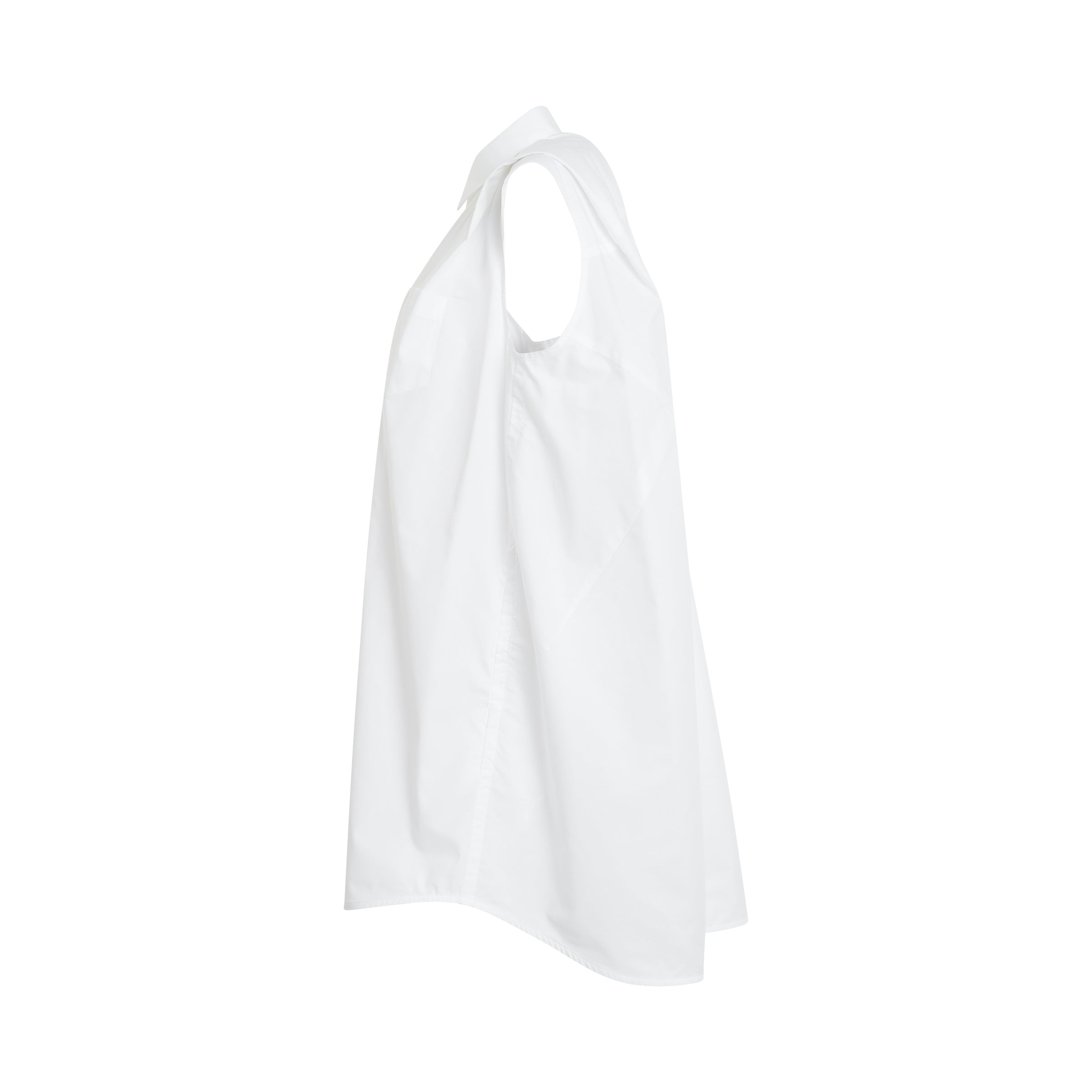 Cotton Poplin Shirt Dress in Off White - 3