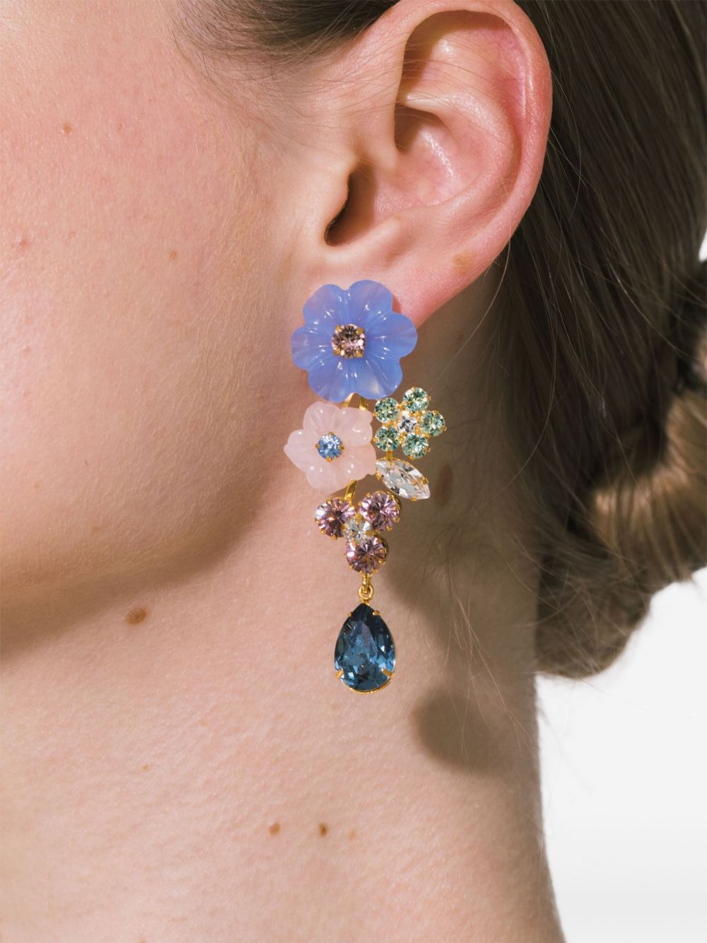Palmina flower crystal earrings - 2