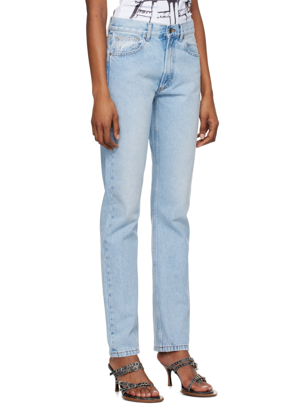 Blue Printed Jeans - 2