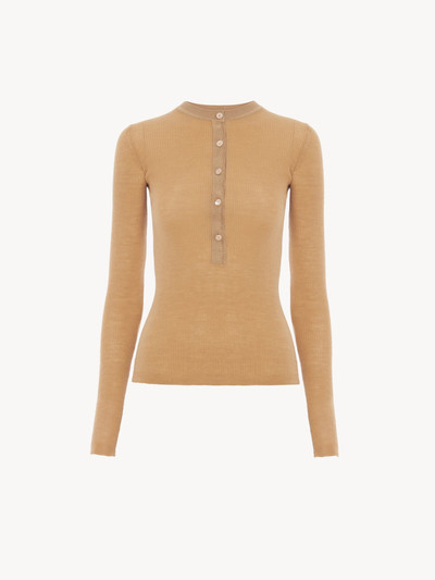 Chloé KNITTED HENLEY SHIRT IN FINE MERINO WOOL outlook