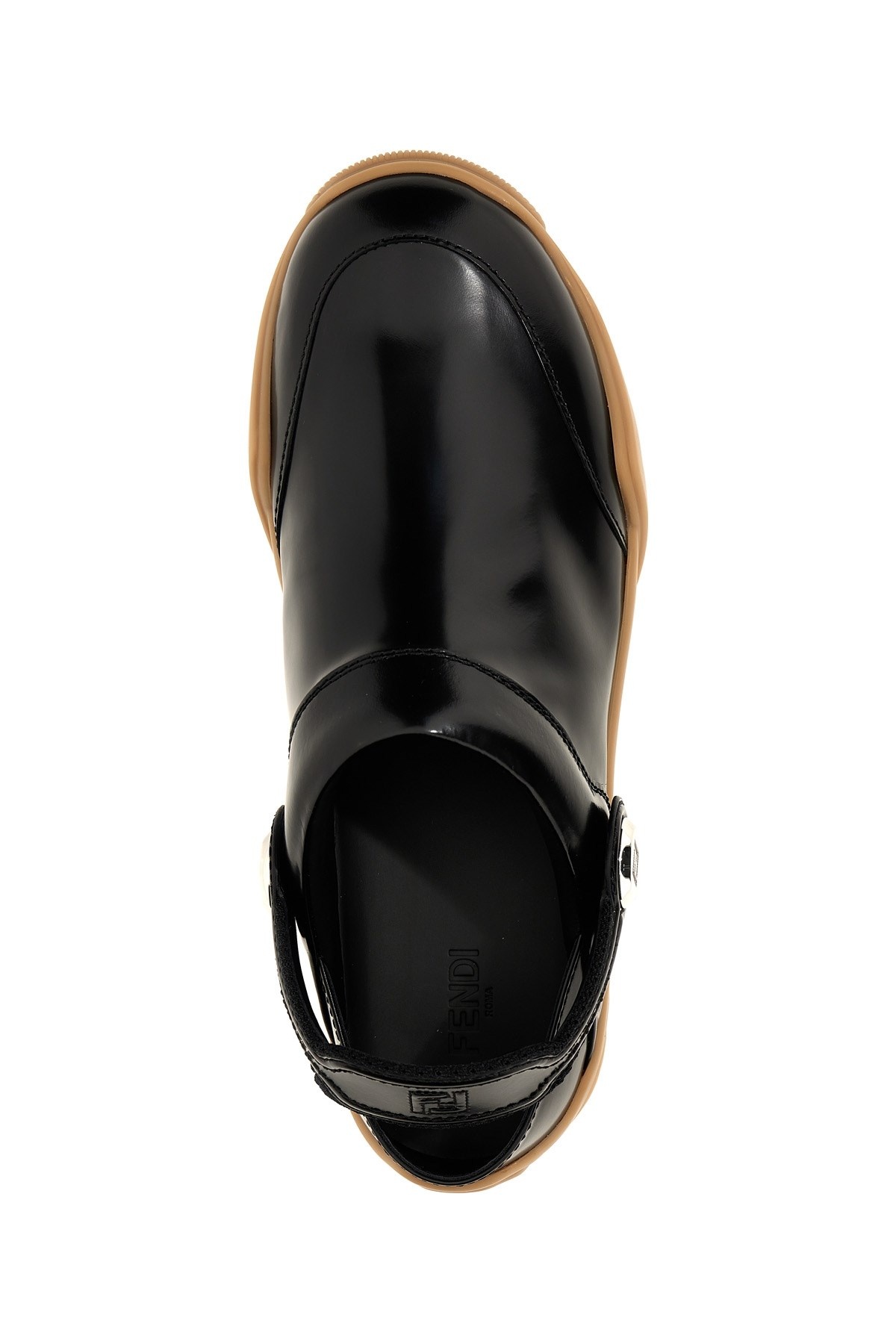 サンダル FENDI SS24 'Fendi lab' clog (7D1662AQX6 F0QA1) FENDI Black Leather Fendi Lab Mules (FENDI/サンダル
