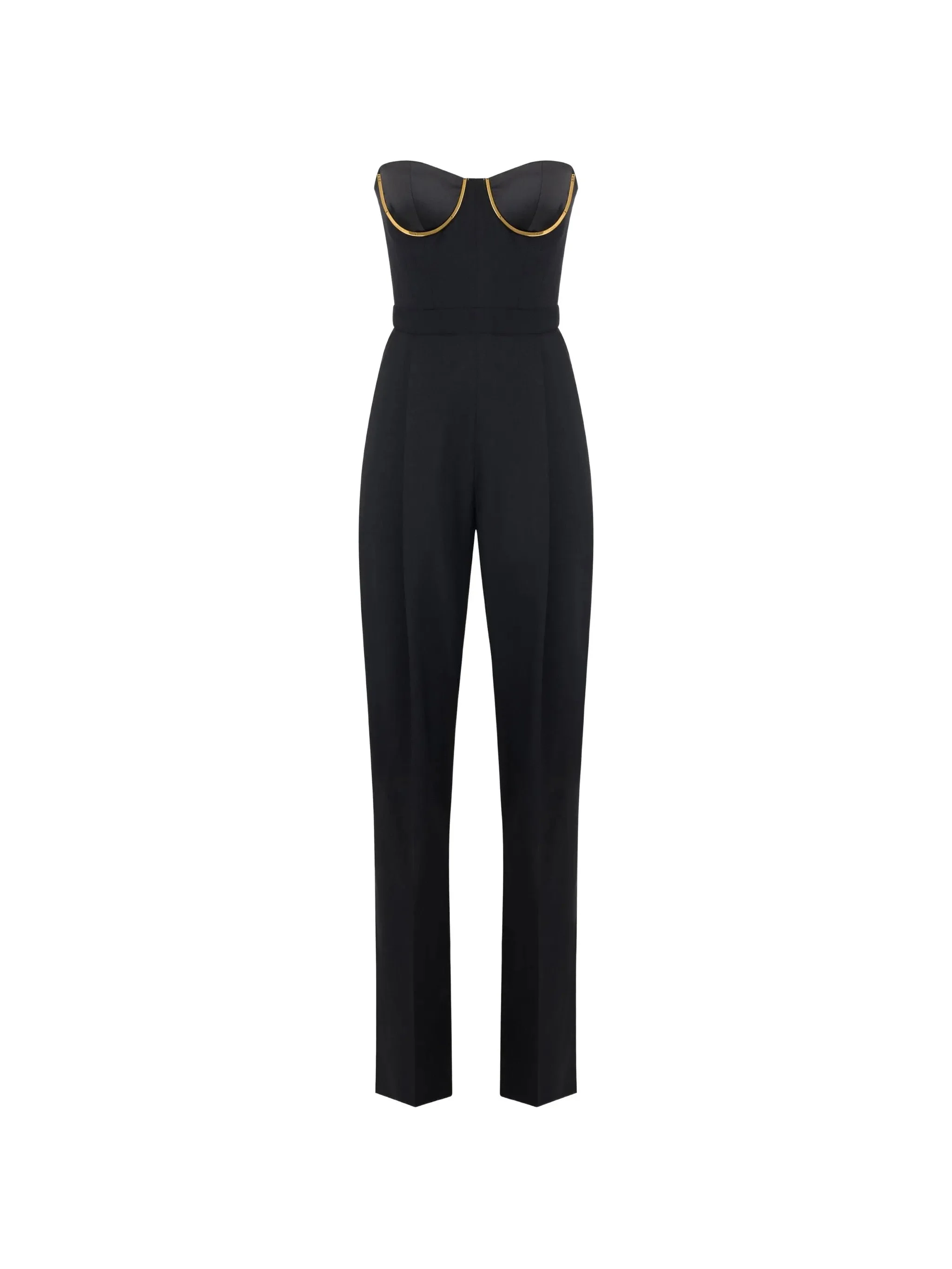 Elisabetta Franchi Jumpsuit In Gabardine Fabric With Jewel Cups - 1