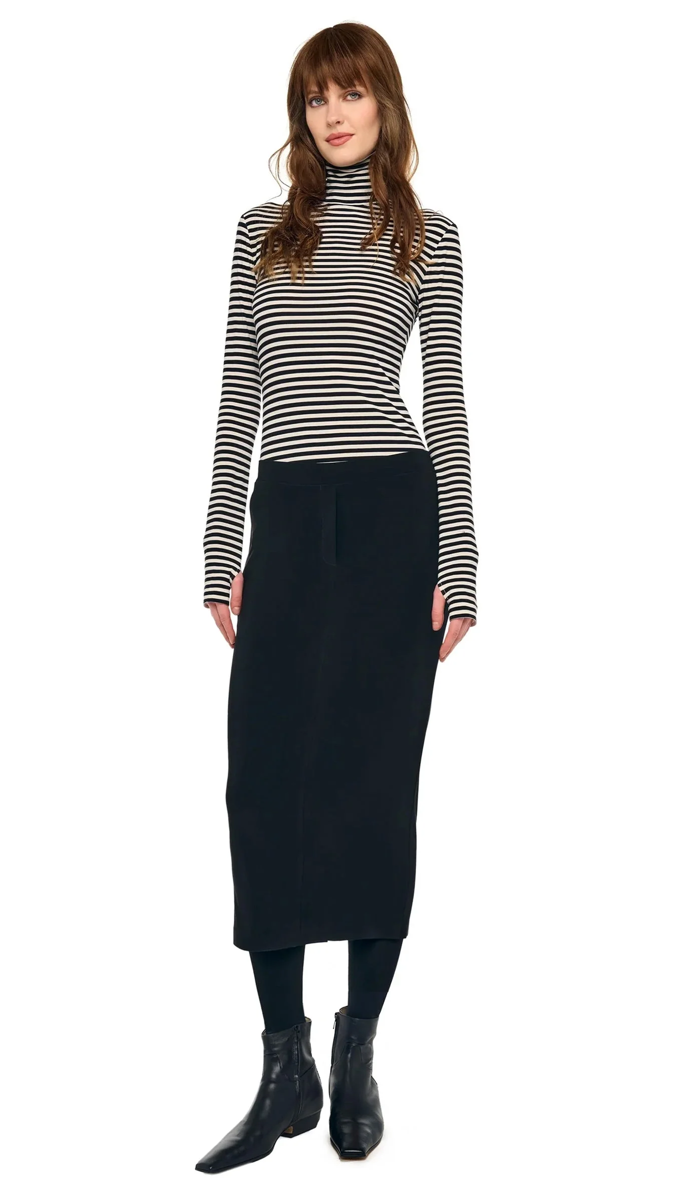 FLAT FRONT STRAIGHT SKIRT TO MIDCALF - 1