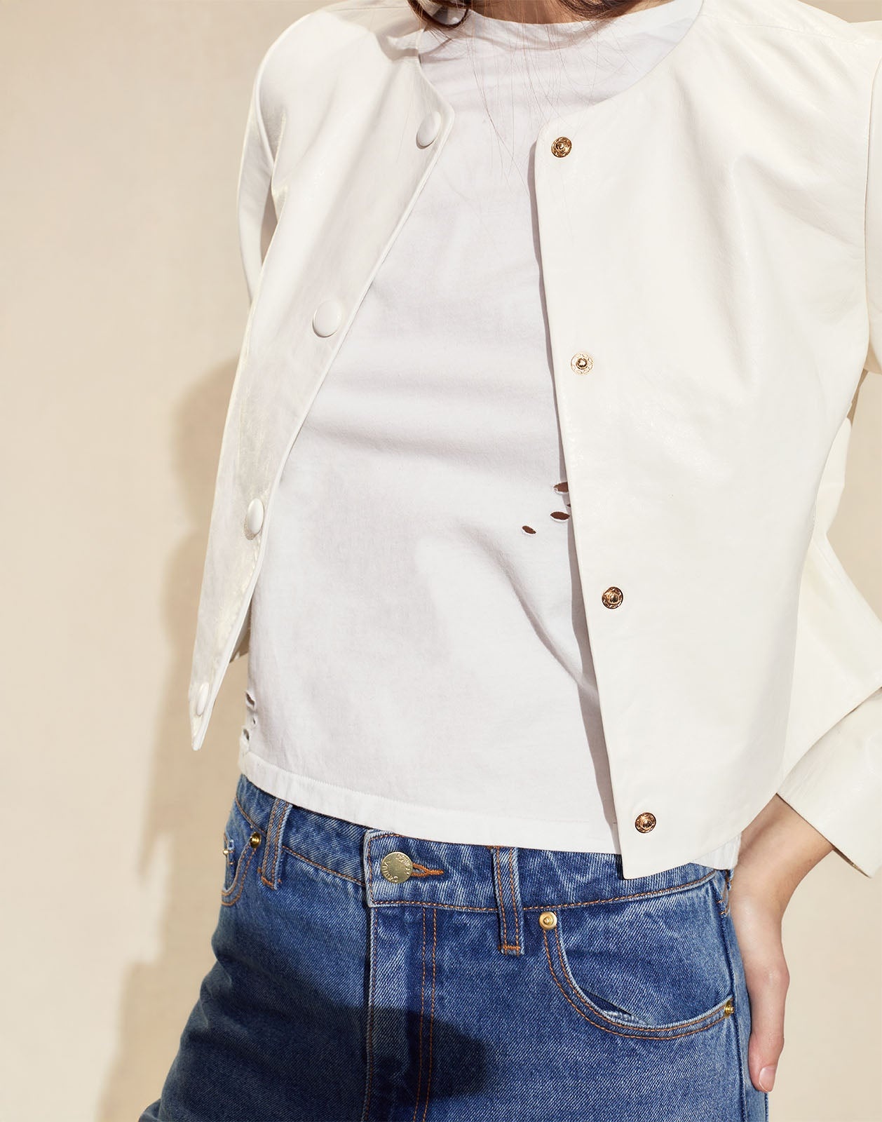 Downtown Cropped Leather Jacket - 6