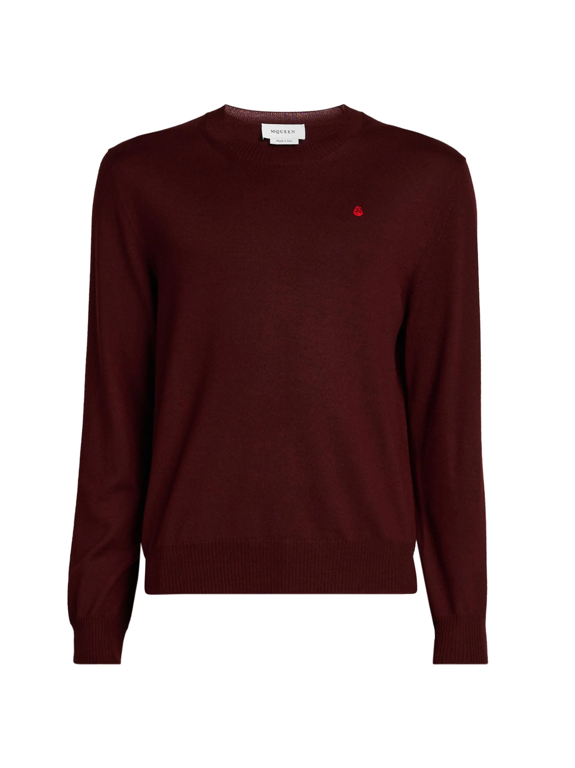 Men's Wool Crewneck Sweater - Oxblood Fiery Red - 1