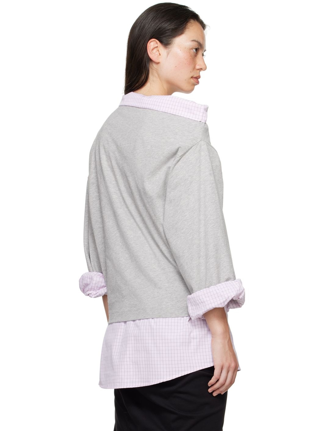 Gray Layered Long Sleeve T-Shirt - 3
