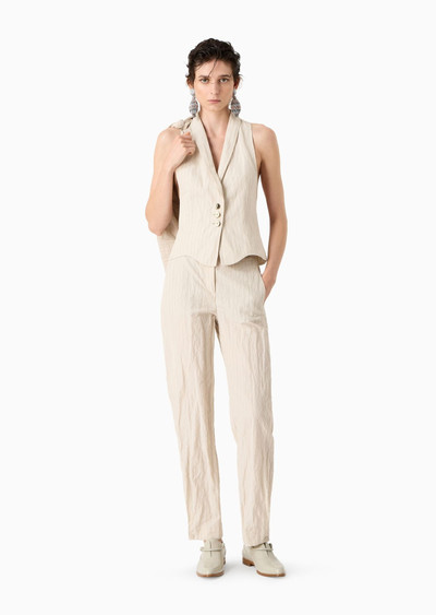 GIORGIO ARMANI Lurex pinstriped, cotton and linen blouson outlook