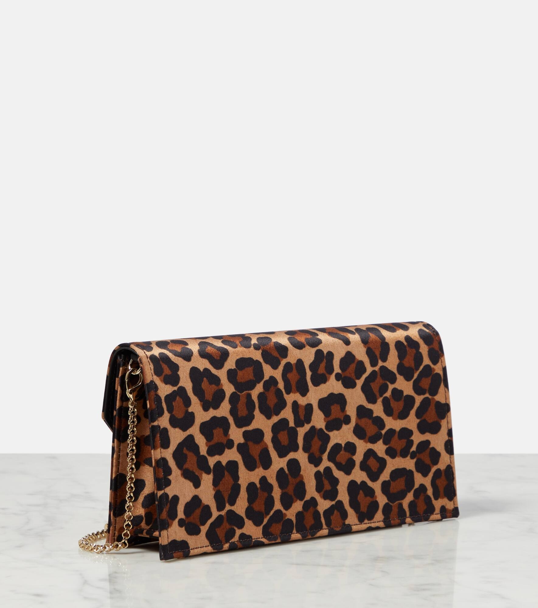 Loubi54 leopard-print satin clutch - 4