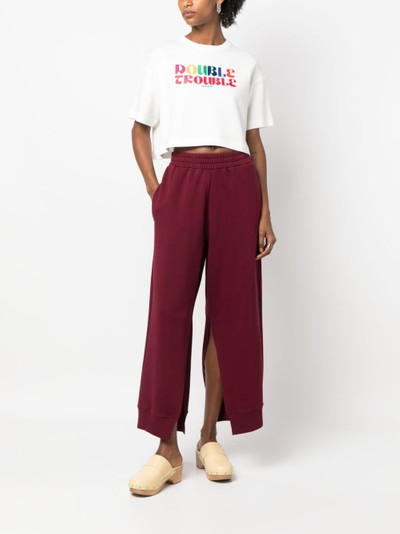 La DoubleJ Discman slogan-embroidered cotton T-shirt outlook