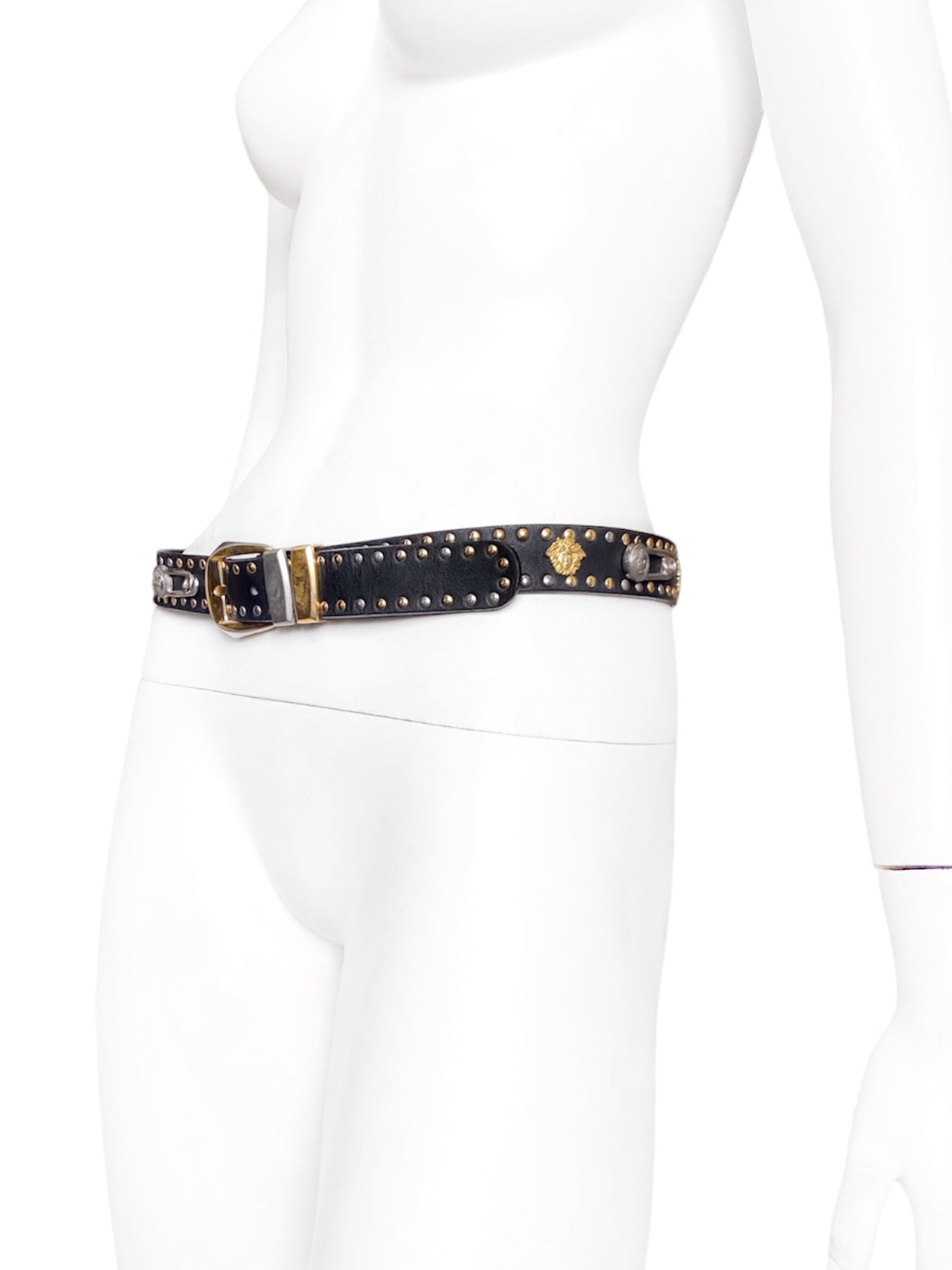 Gianni Versace Spring 1994 Men’s Safety Pin Leather Embellished Belt 32 - 3
