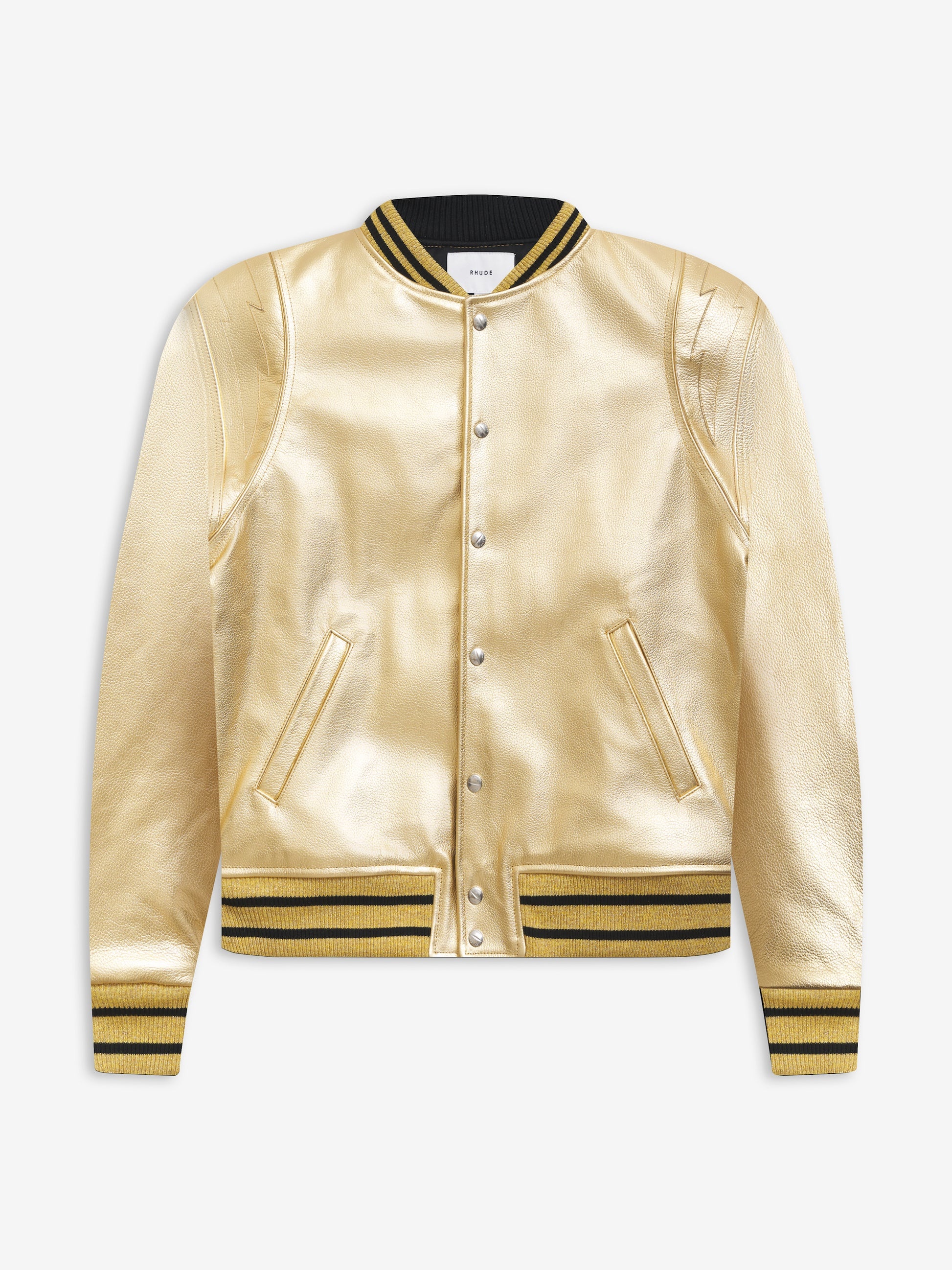 METALLIC LEATHER BOMBER - 1