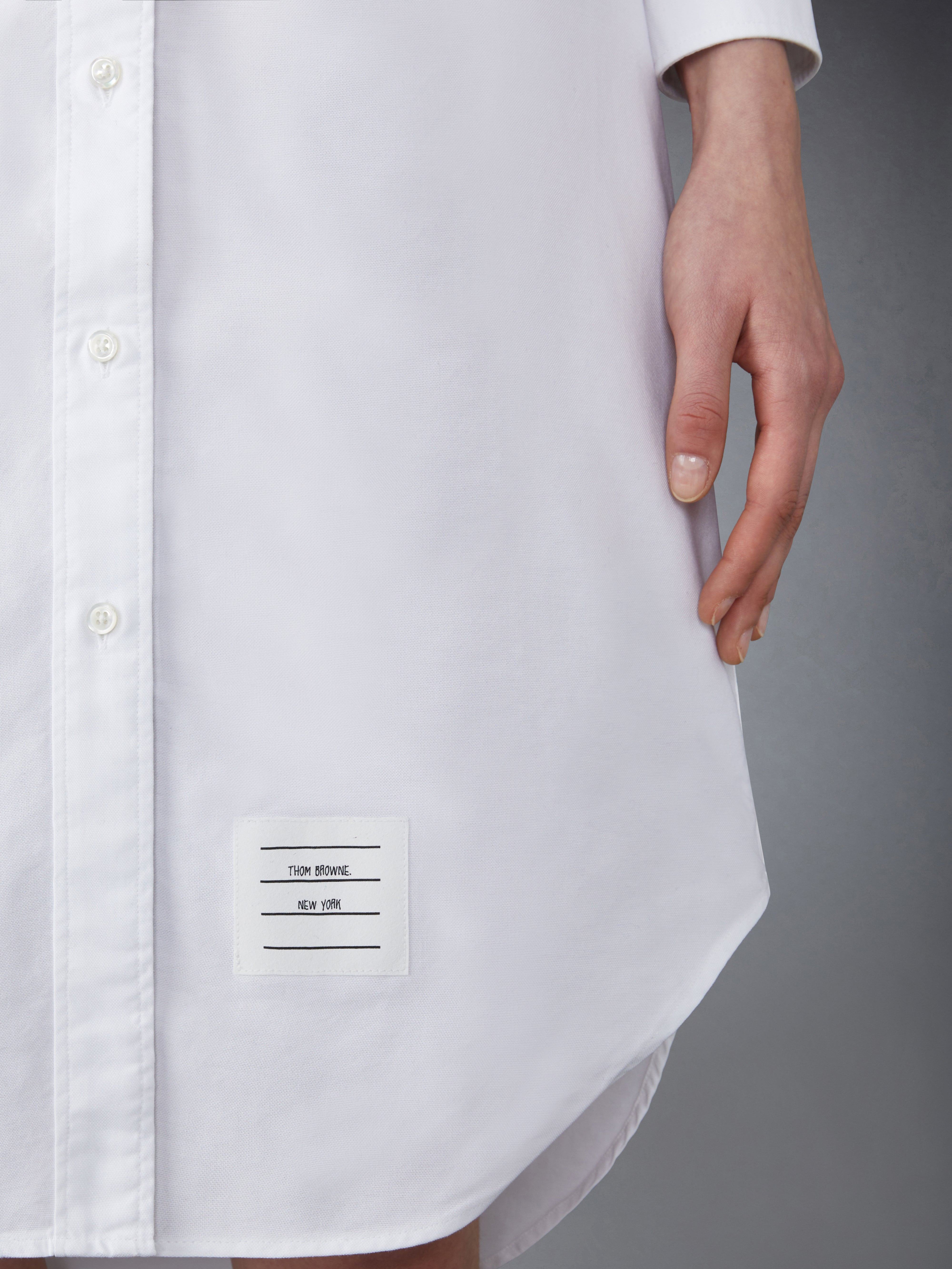 logo-patch cotton shirtdress - 8