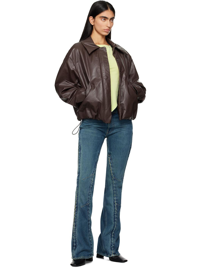 KASSL Editions Brown Short Oil Bomber Jacket outlook