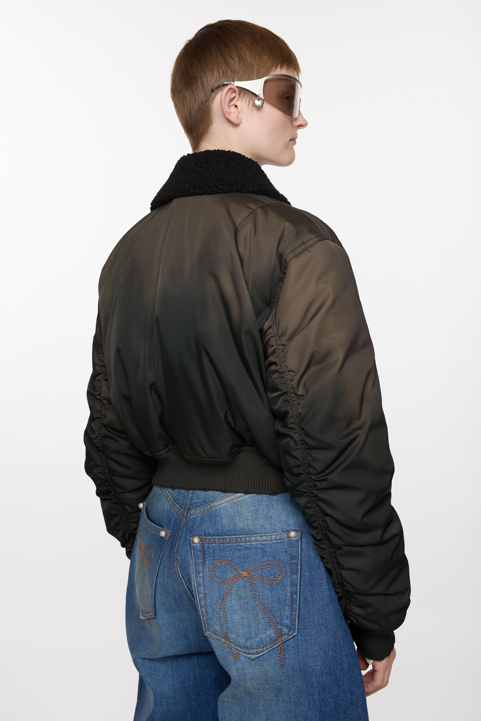 Bomber jacket furry collar - Dark brown - 4