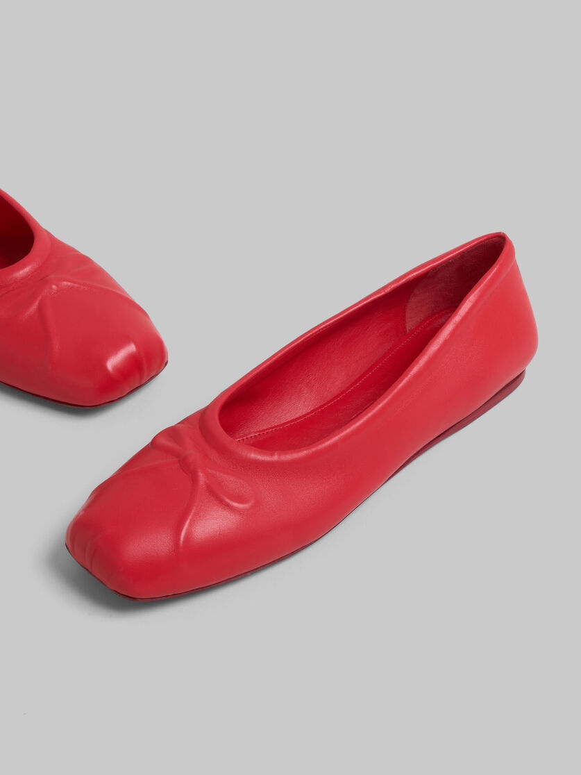 RED NAPPA LEATHER SEAMLESS LITTLE BOW BALLET FLAT - 5