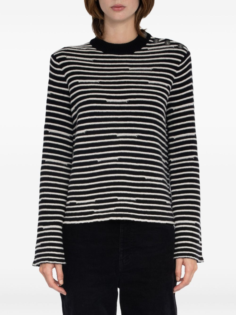 Spiky striped button-detailed sweater - 3