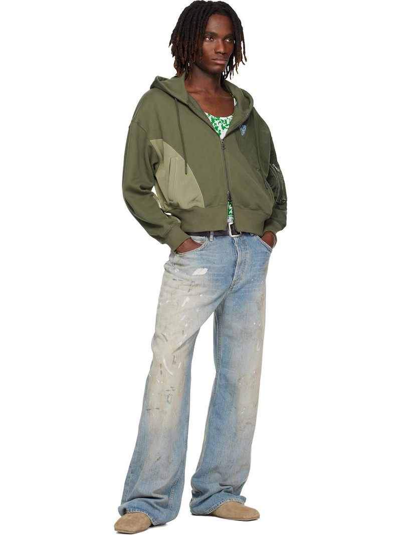 Andersson Bell Khaki Patchwork MA-1 Zip Up Hoodie outlook
