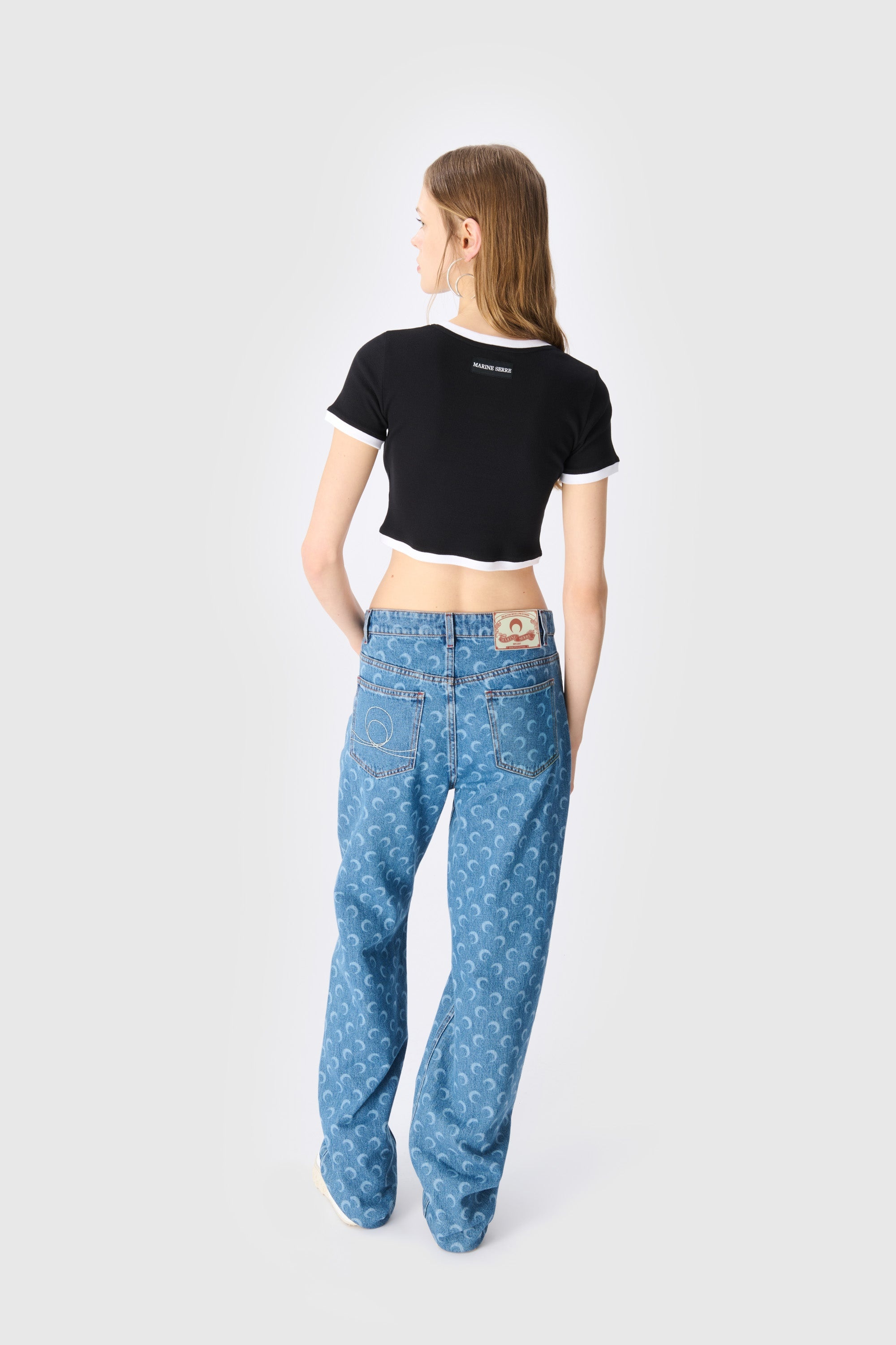 Moon Logo Ribbed Jersey Cropped Top - 3