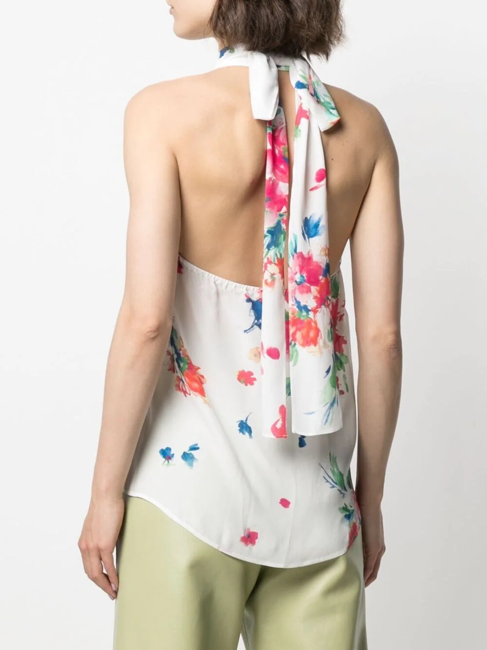 floral-print halterneck blouse - 4