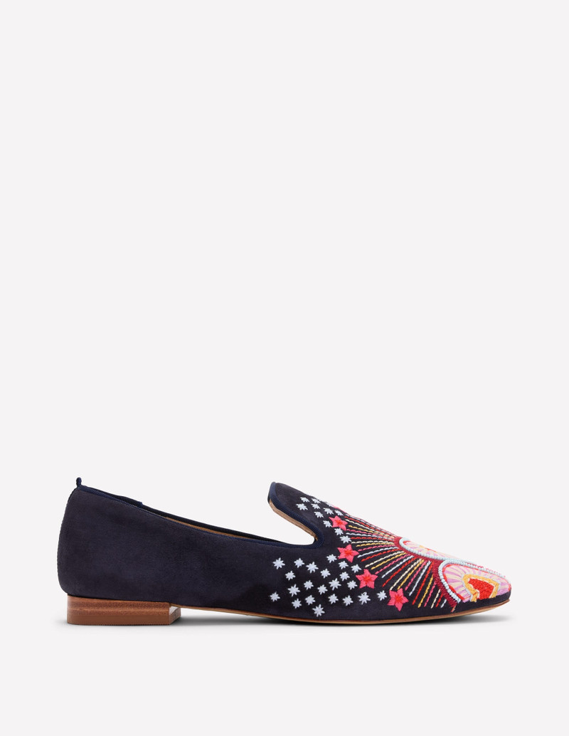 Slipper Cut Loafers-Navy 1