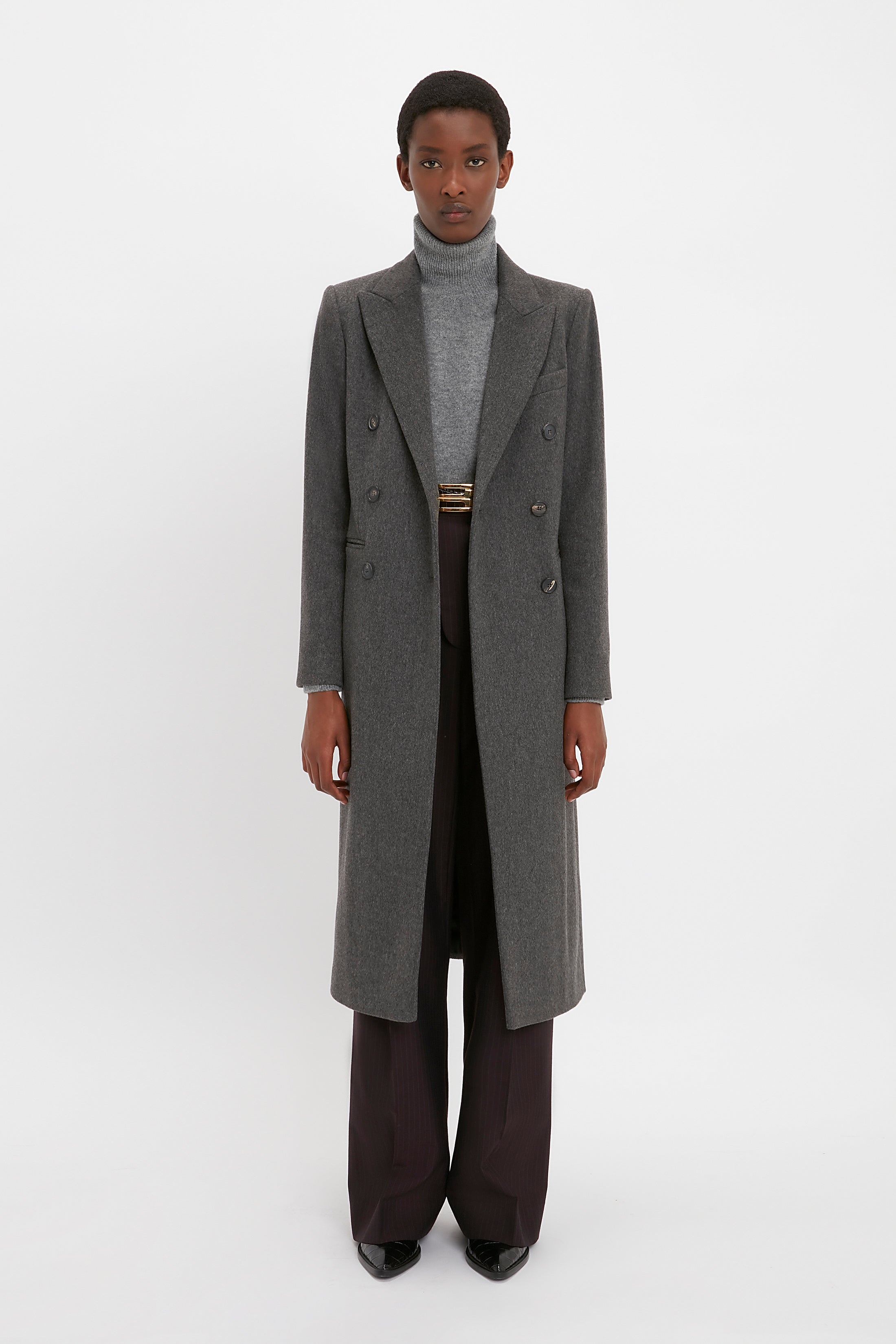 Tailored Slim Coat In Grey Melange - 2