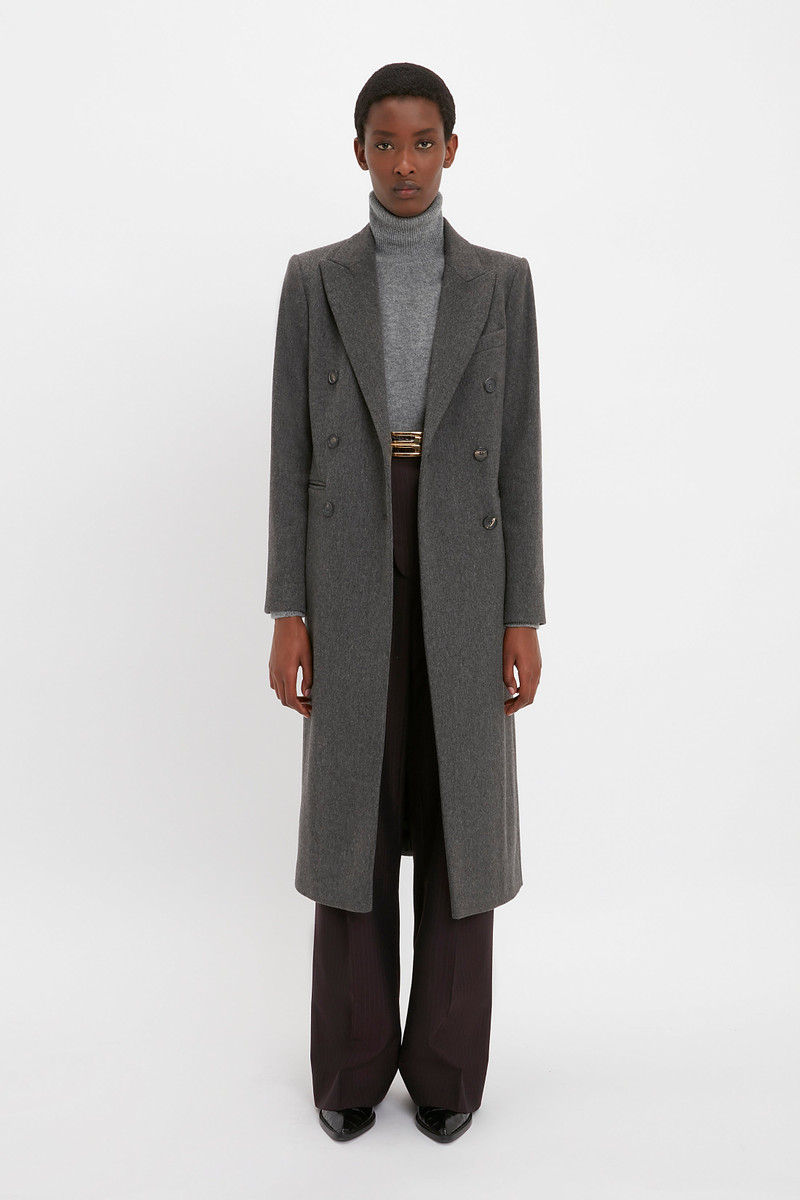 Victoria Beckham Tailored Slim Coat In Grey Melange outlook