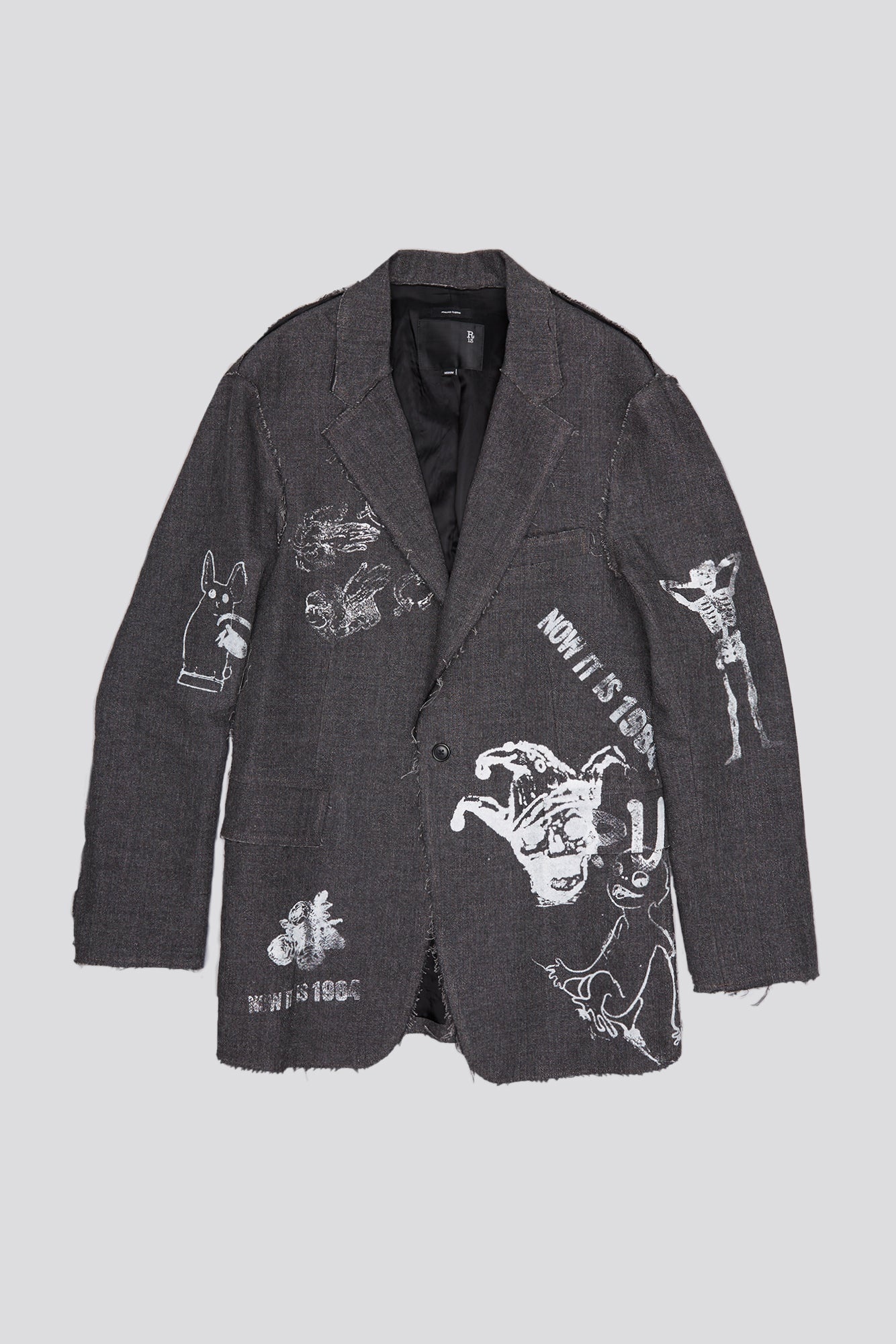 RAW CUT RAGGED BLAZER - DARK GREY - 1