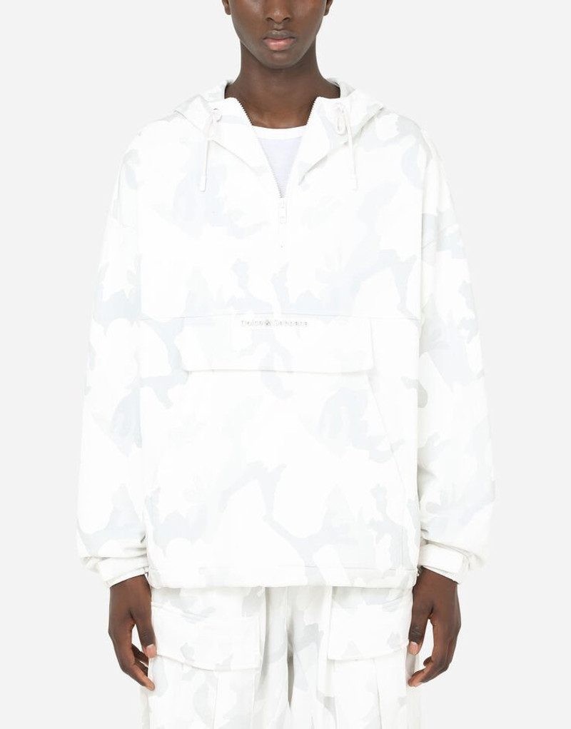 Jersey hoodie with camouflage print 1