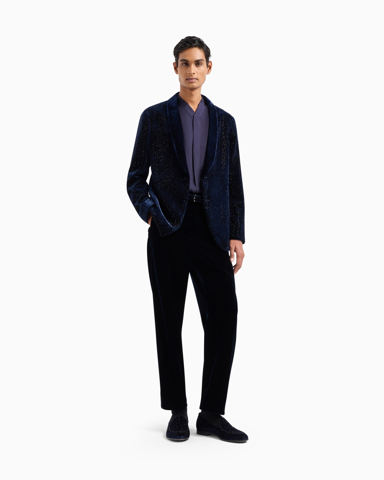 Giorgio’s velvet and crystals single-breasted tuxedo jacket - 2
