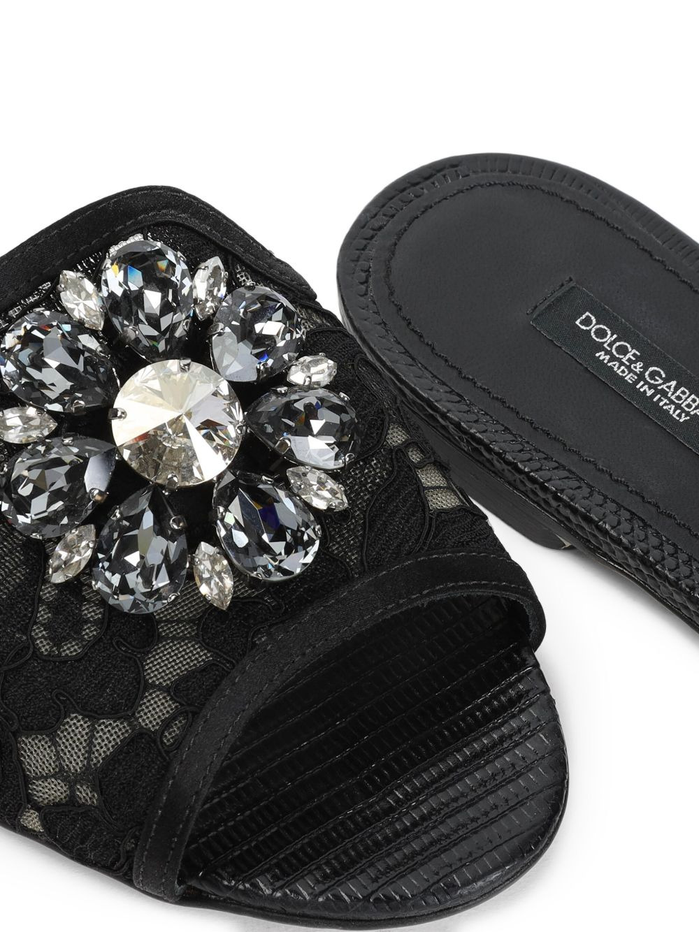 Bianca crystal-embellished lace sandals - 4