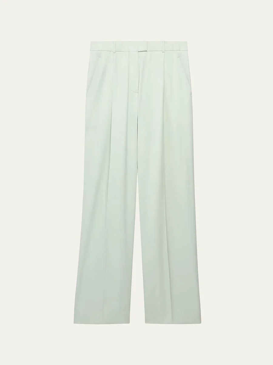 Pleated Wide-Leg Wool Pants - 1