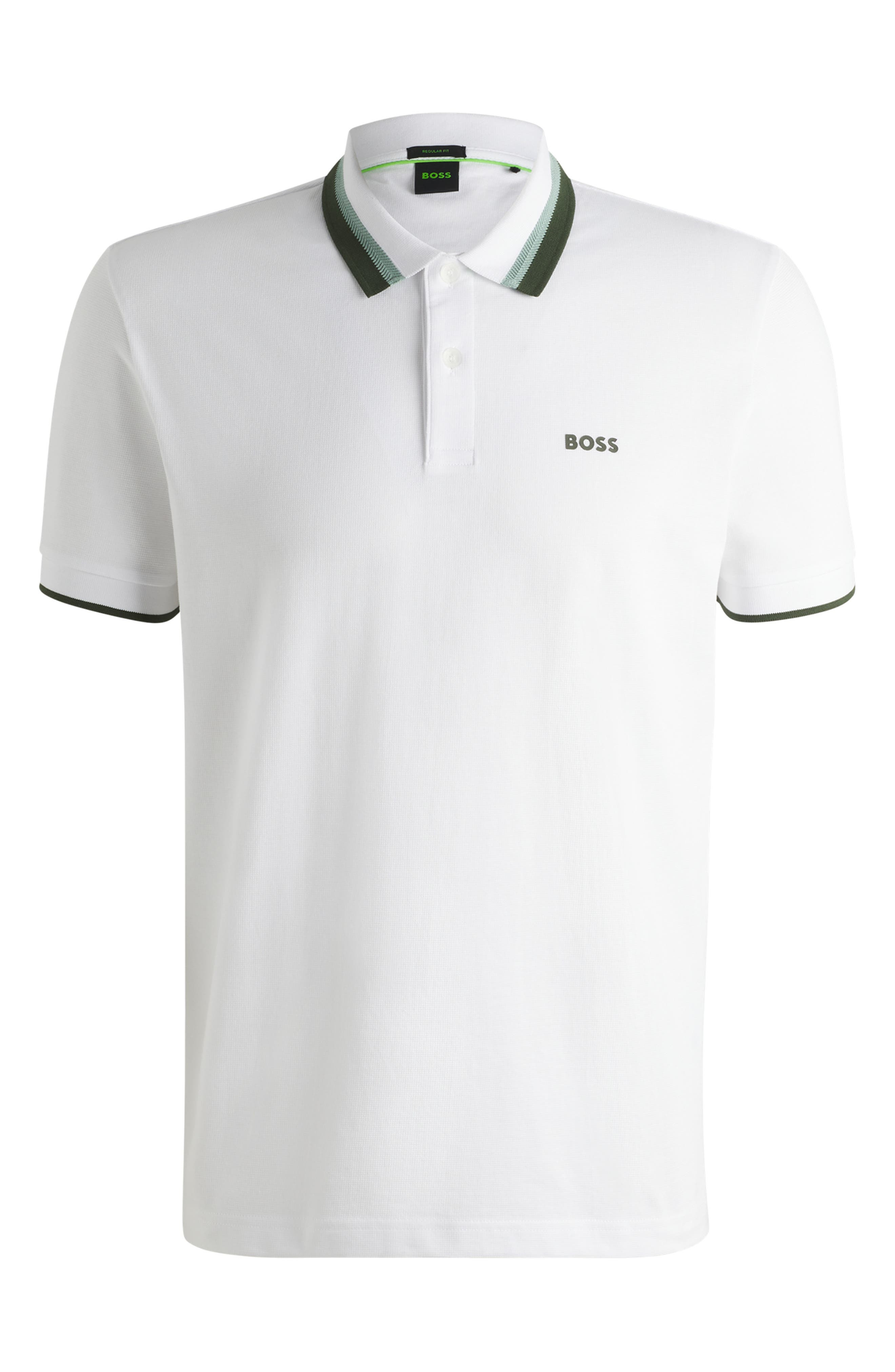 BOSS Paddy Tipped Cotton Polo in White at Nordstrom - 4