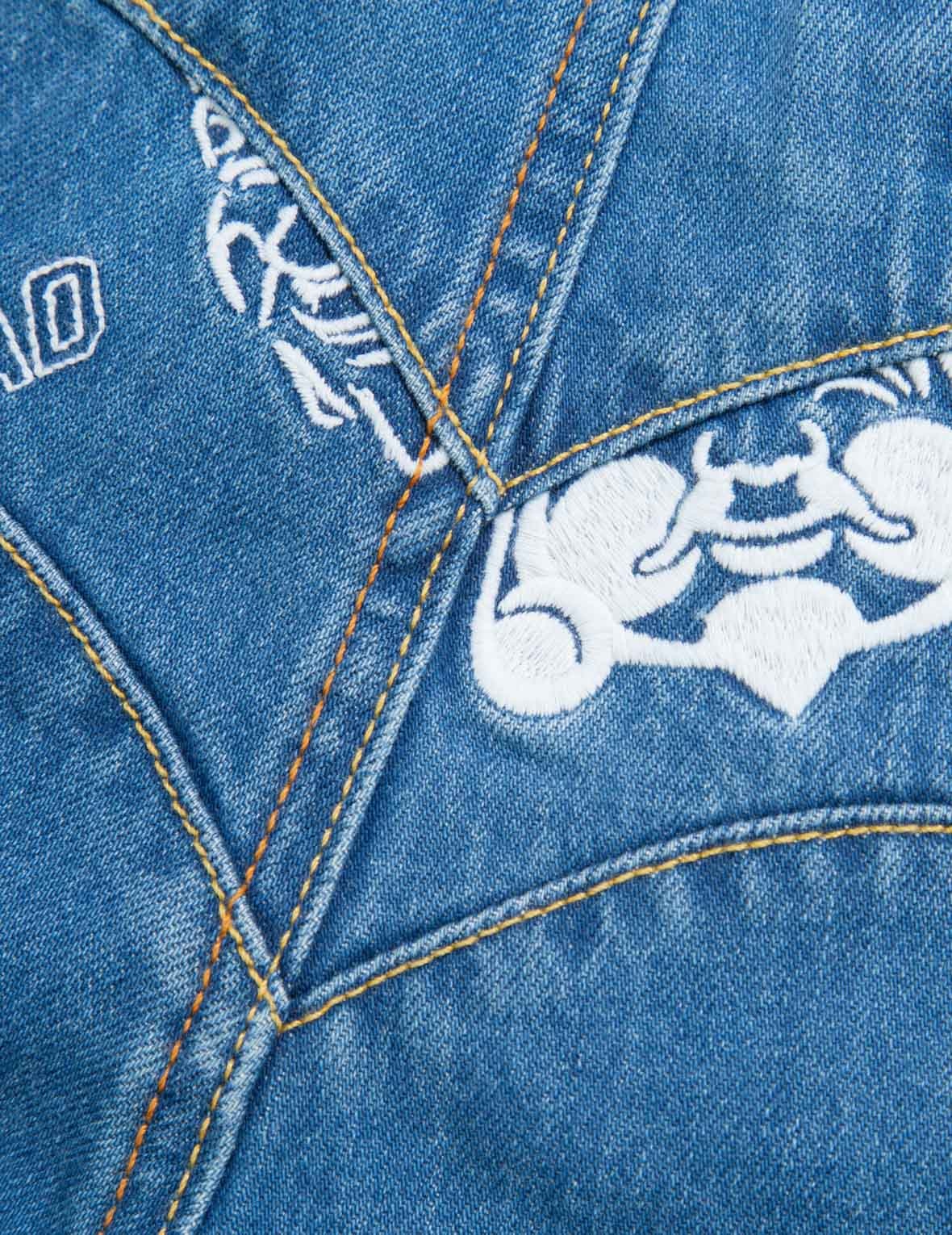GODHEAD AND LOGO EMBROIDERY DAICOCK INSERT DENIM JOGGER PANTS - 8